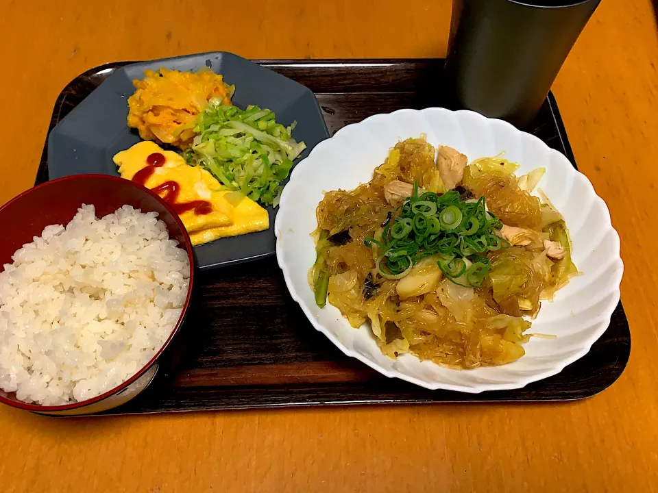 麻婆春雨　かぼちゃのポテトサラダ|とある男子大学生の自炊垢さん