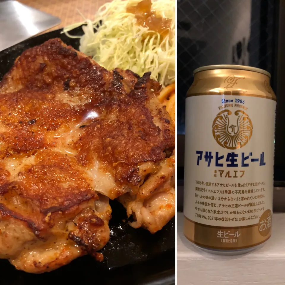 Snapdishの料理写真:徳島出張2泊目の夕飯。ガストでチキンステーキ&宿でひとり飲み|Hiro Yanさん