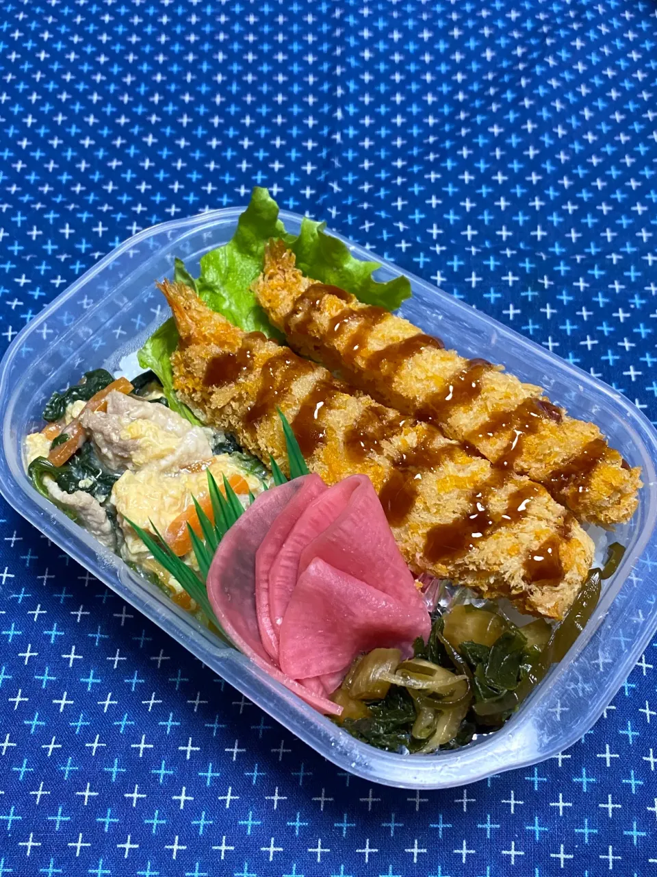 Snapdishの料理写真:息子のお弁当(のっけ弁リク～エビフライ😁)|かあたんさん