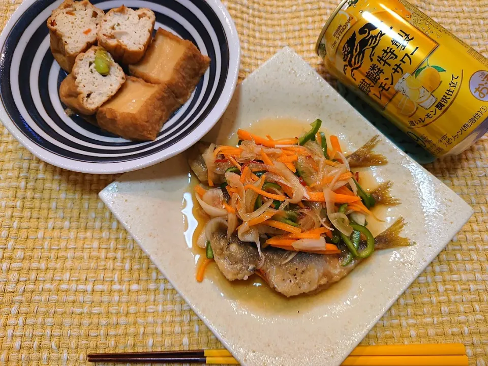 Snapdishの料理写真:★月曜日から小料理屋ちえこ★
❇️びせんさんの料理 豆鯵の南蛮漬け🐟
❇️俵がんもと絹厚揚げの煮物|☆Chieco☆さん