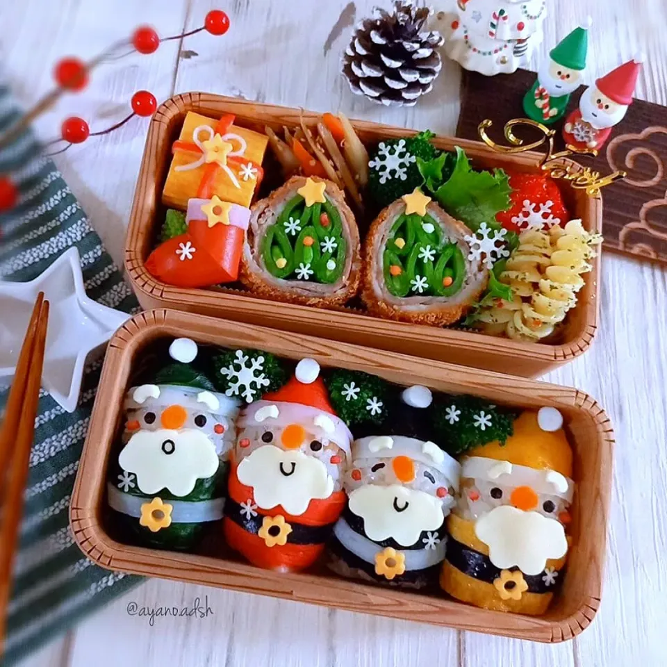 ✨🎅カラフルサンタおにぎりの
クリスマス弁当✨🎄🎁✨|ayano.adshさん