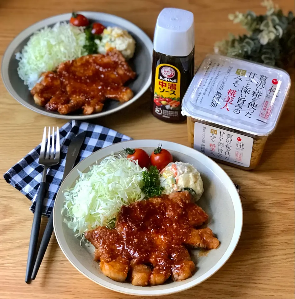 Snapdishの料理写真:万能味ソースで作る！！ジューシートンテキ🐷🧡|てんのすけさん