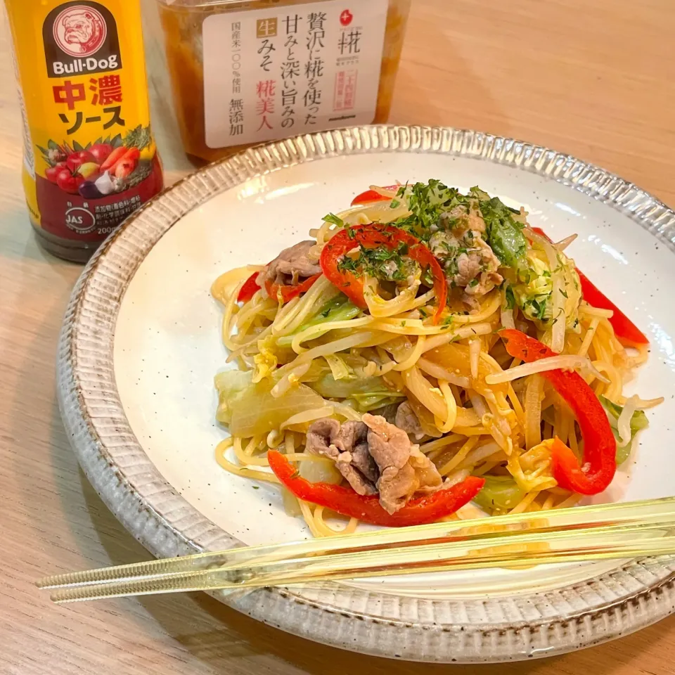 万能味ソースで♪♪焼きそば風スパゲッティ|料理研究一家「古川家」さん