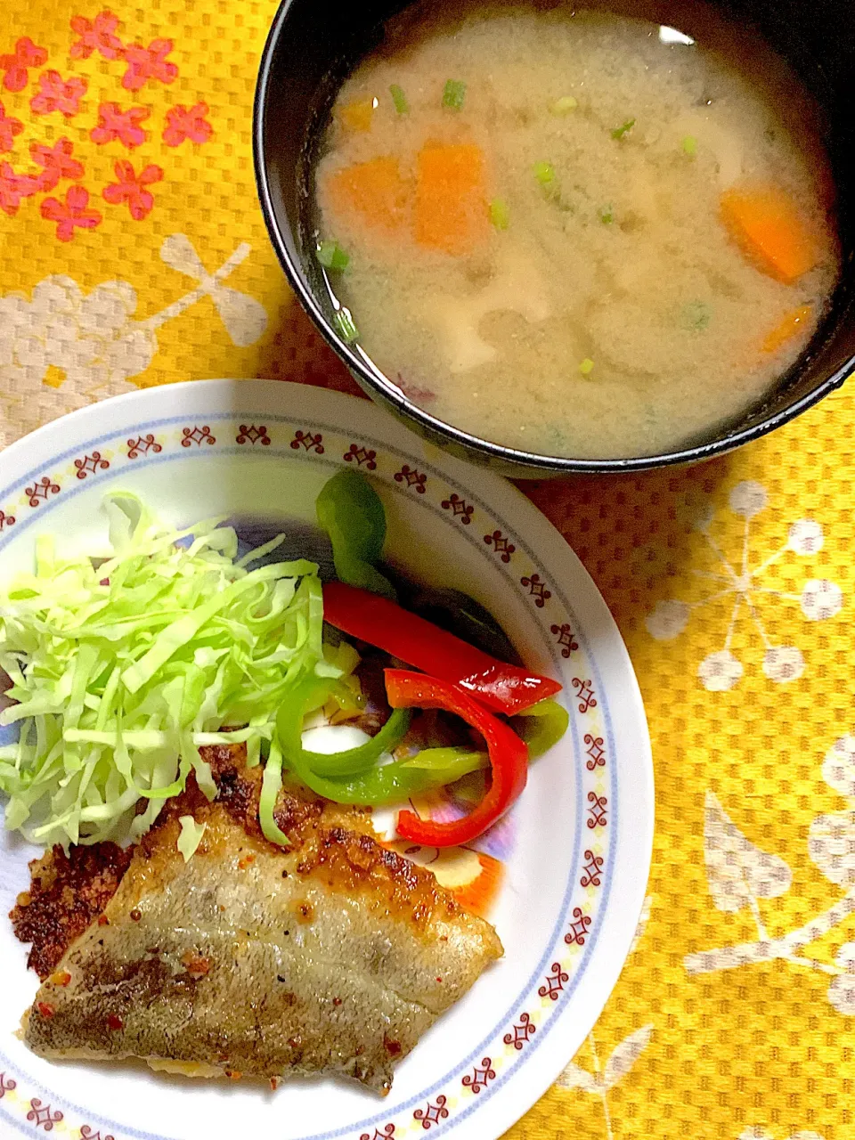 鱈のバター焼き　根菜とマロニーの味噌汁|掛谷節子さん