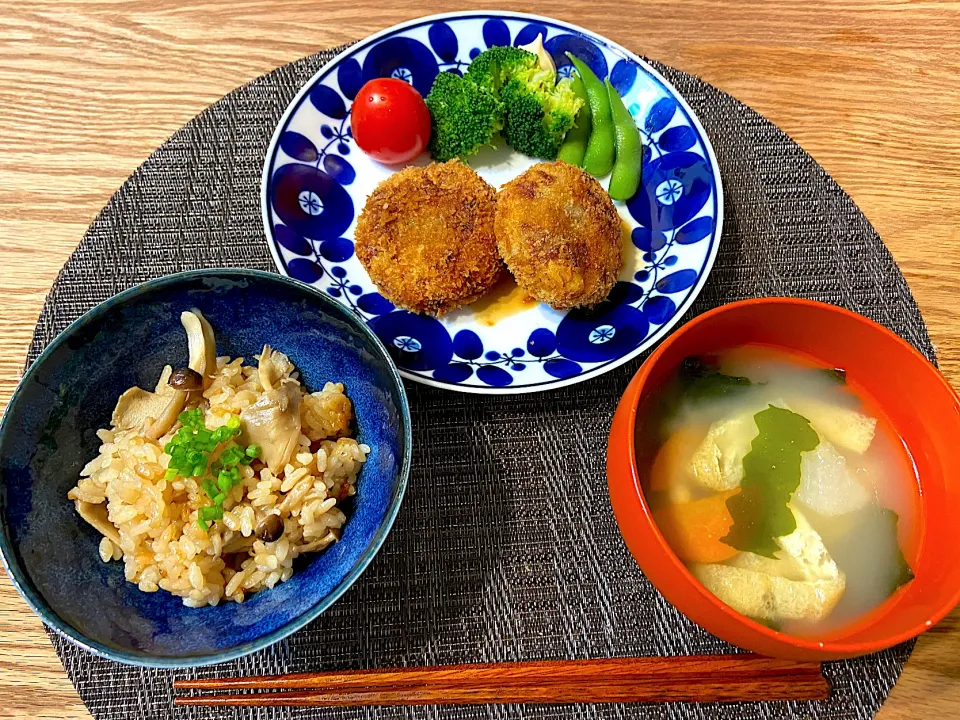 里芋コロッケ&きのこと帆立の炊き込みご飯|tomoさん