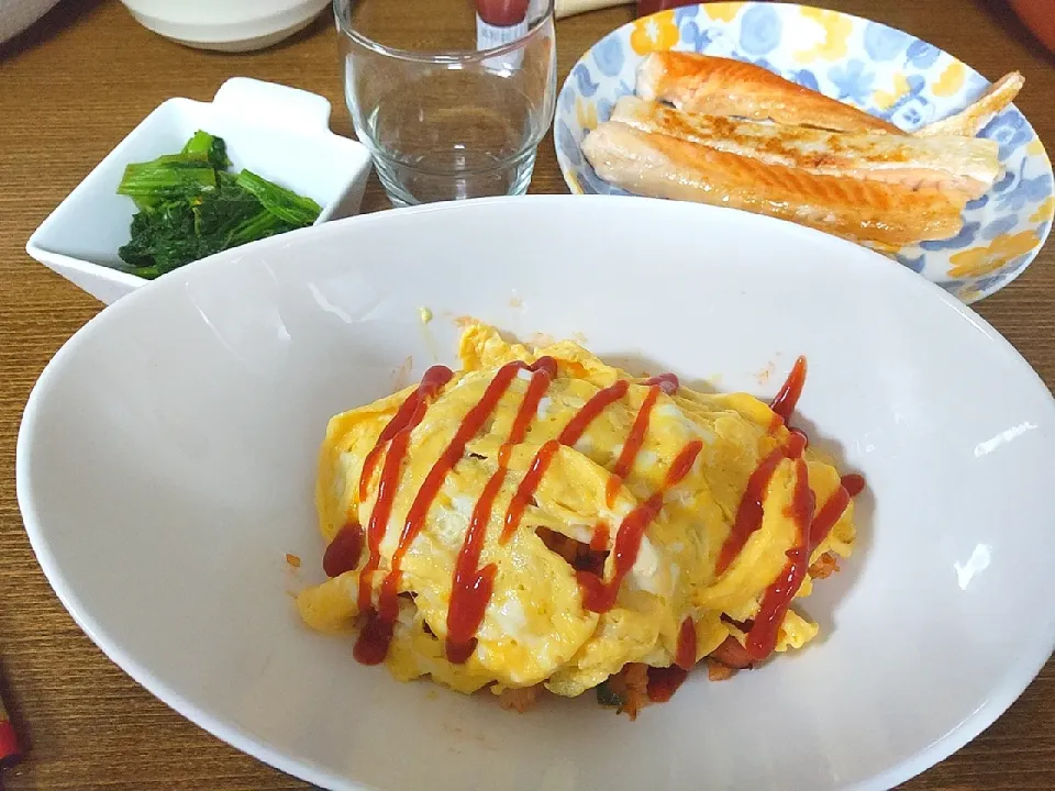 ハラス干し
オムライス
菜花のからし醤油和え|尚さん