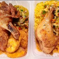 Snapdishの料理写真:Rice and Chicken with Plantain or without Plantain|Soar S.P. Kitchen Abaaさん