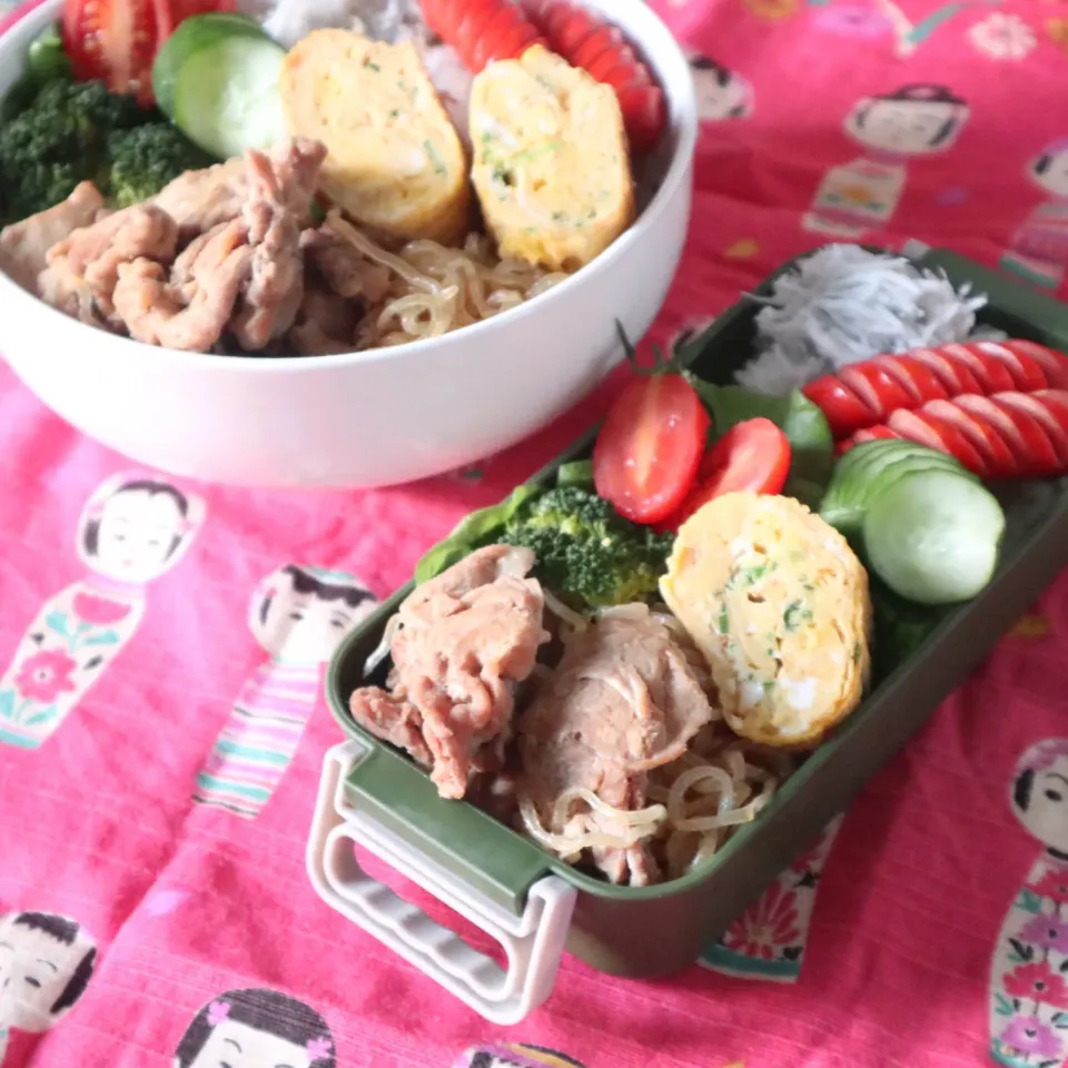 高校生男子＆中学生男子弁当🍱すき焼き煮。長男は期末テスト終わり休みで置きランチ|なかじー。さん