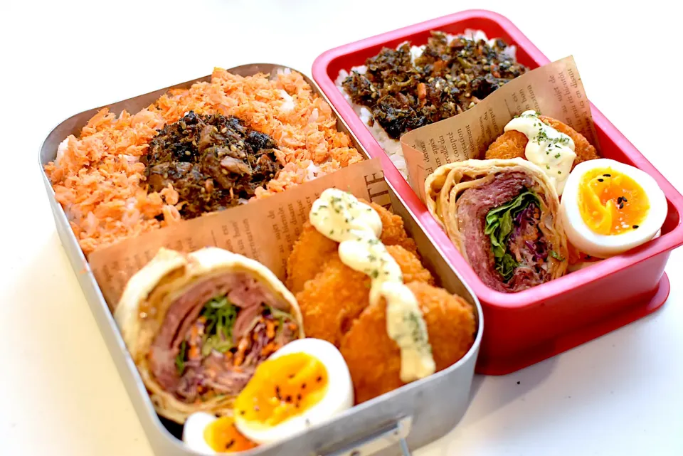 Snapdishの料理写真:息子弁当&自分弁当『ハイローラー弁当』|dra-kichiさん