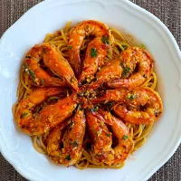 Snapdishの料理写真:Prawn spaghetti 