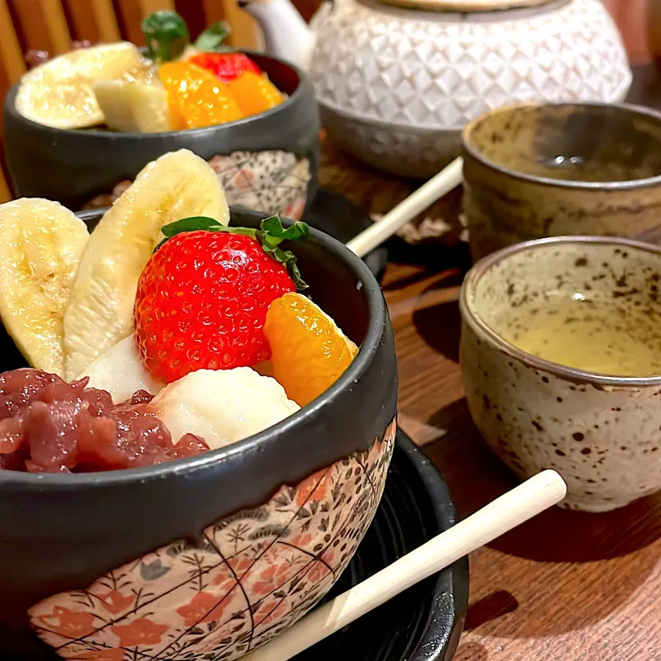 Snapdishの料理写真:抹茶白玉あんみつ|mokoさん