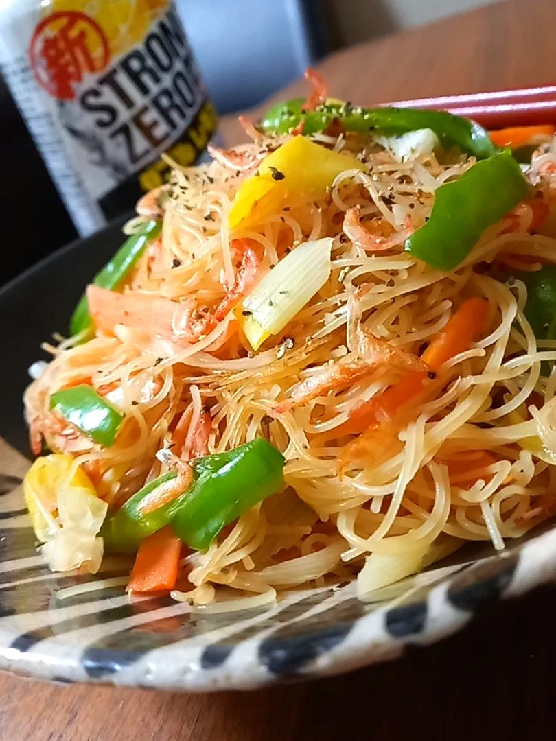 小海老と野菜の焼きﾋﾞｰﾌﾝ|まりおさん