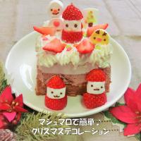 マシュマロと苺のサンタデコクリスマスケーキ