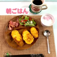 Snapdishの料理写真:後半に残った硬いバゲット！フレンチトーストへ|みおさん