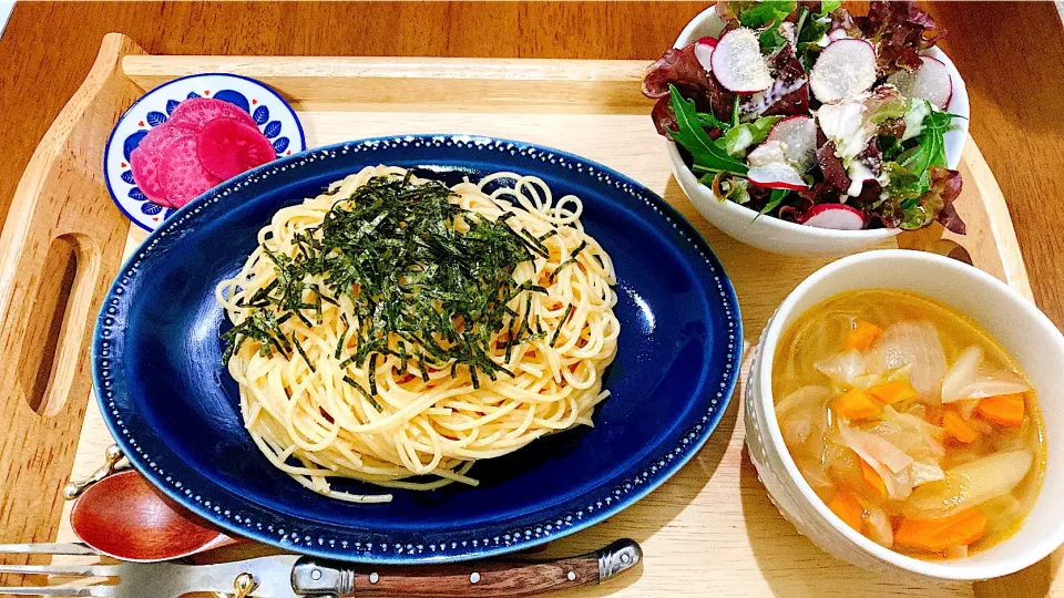 Snapdishの料理写真:たらこパスタセット|ゆうかさんさん