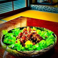 Snapdishの料理写真:『日式油淋鶏』✨✨✨「鶏のから揚げ 甘酢醤油かけ」ってところかな。😅