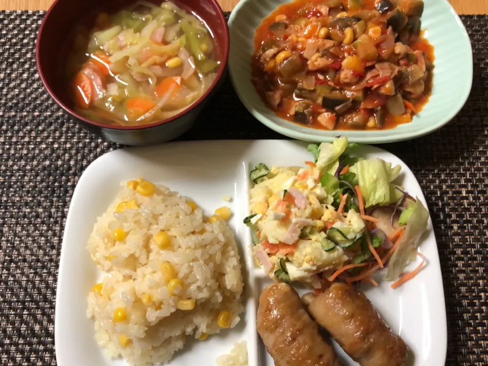 竹輪のチーズ肉巻き&ポテトサラダ|ここなりさん