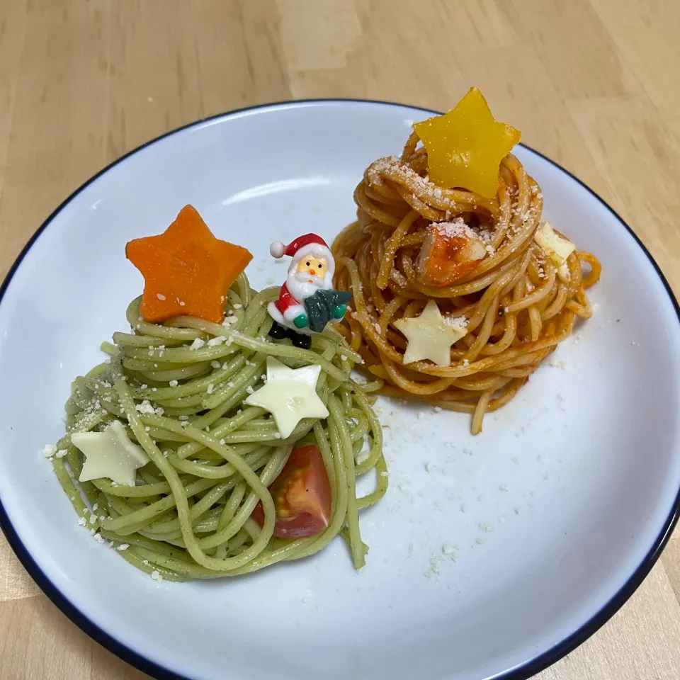 クリスマスイブ🎄2種のパスタ|たにもこさん