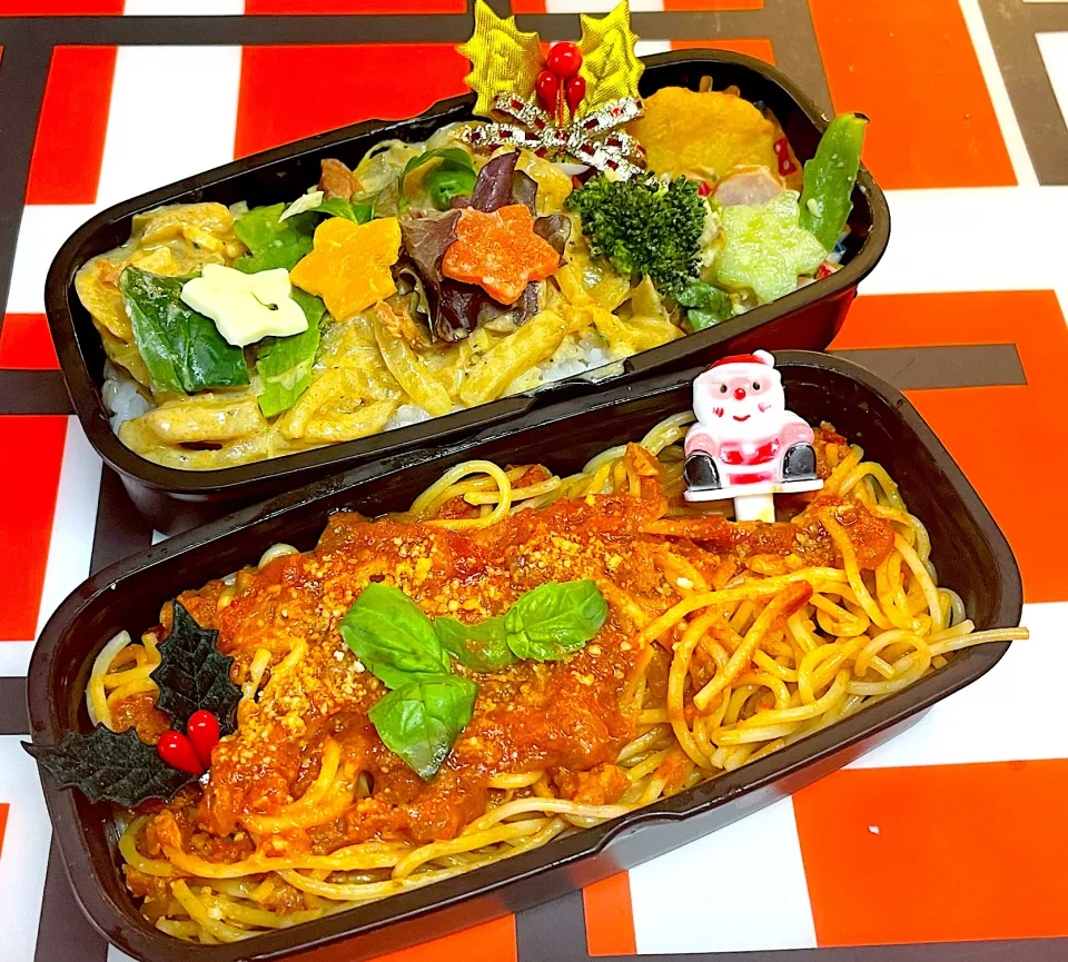 息子の塾弁☆ カニのトマトクリームパスタとカレークリーム丼弁当|Snow10さん