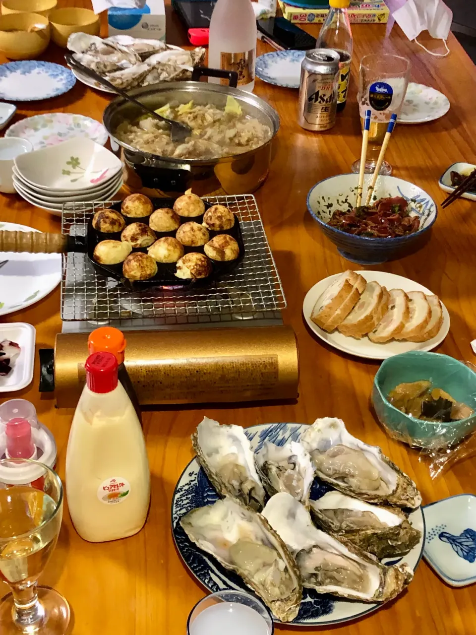 厚岸産生牡蠣、たこ焼き、ミルフィーユ鍋、砂ずりなど|マユマユさん