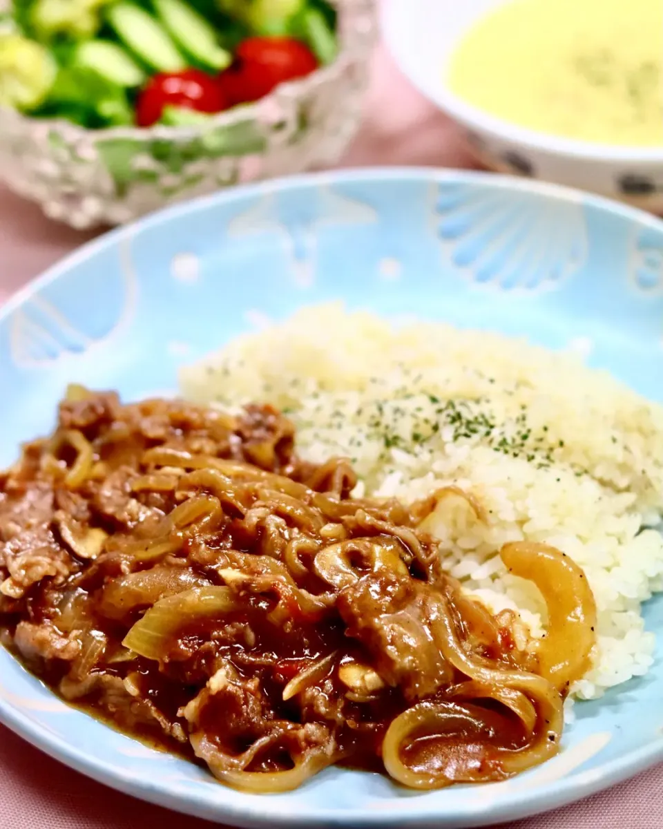 三國風ハヤシライス　コンポタージュスープ　グリーンサラダ|ROSE & ROSEさん