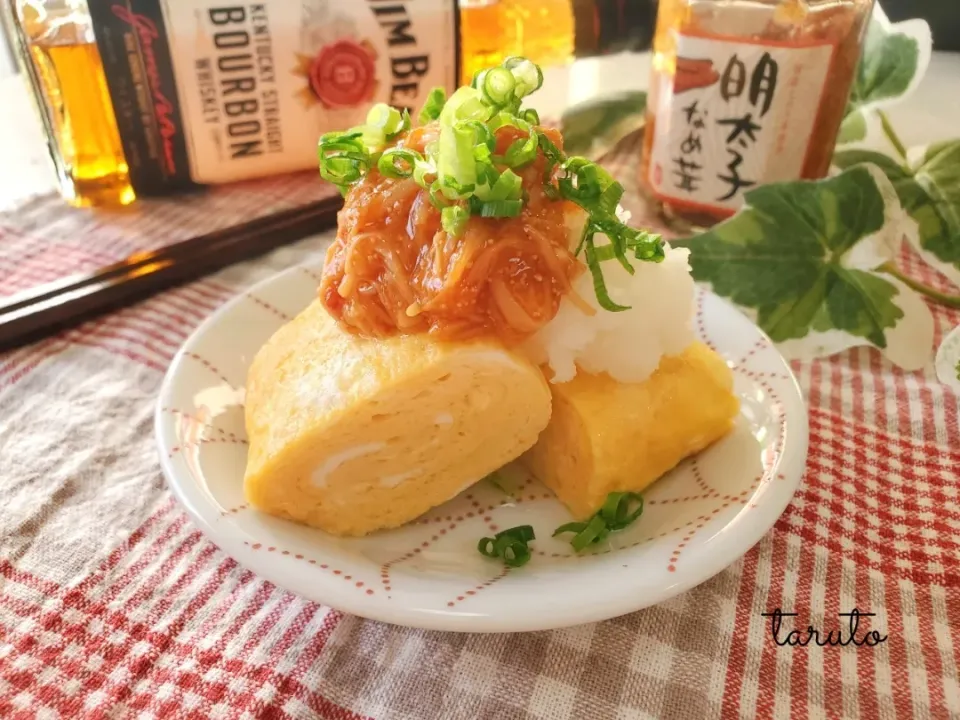 Snapdishの料理写真:だし巻き玉子明太なめ茸おろしのせ🥚🎵|taruto⭐️さん