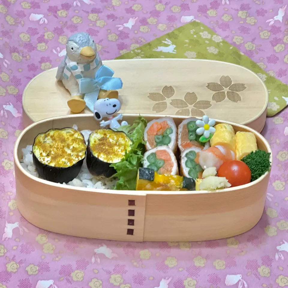 人参・インゲン豚ロール照り焼き☘の💙ちゃんお弁当　12/10金|sweet homeさん