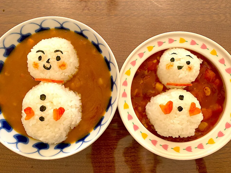 クリスマス🎄雪だるまカレー|あこさん