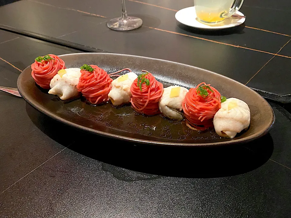 Steamed yellow croaker fillet, ume somen noodles|skyblueさん