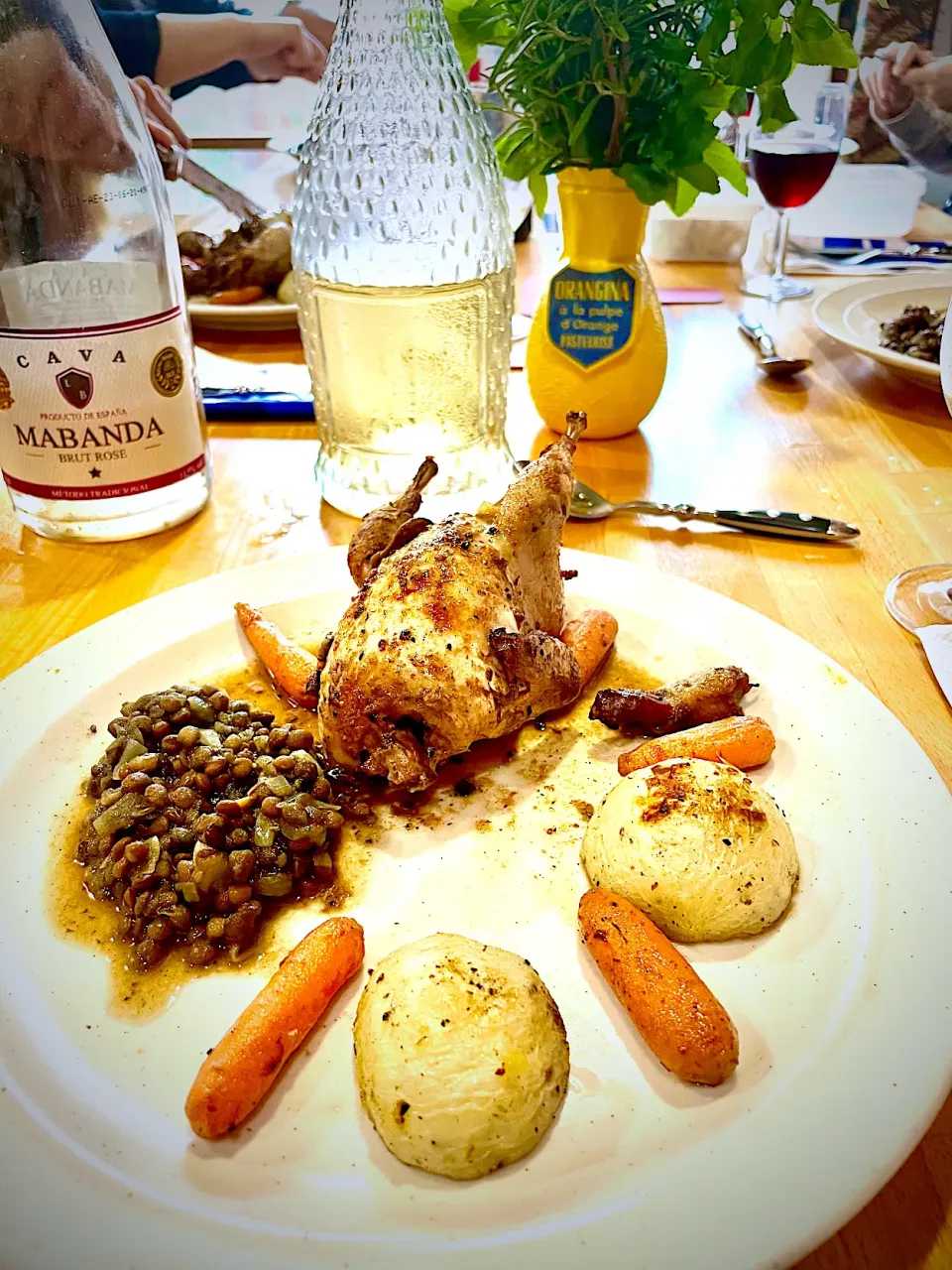 Roasted quail with lentils, turnips and baby carrots|KellyCoさん