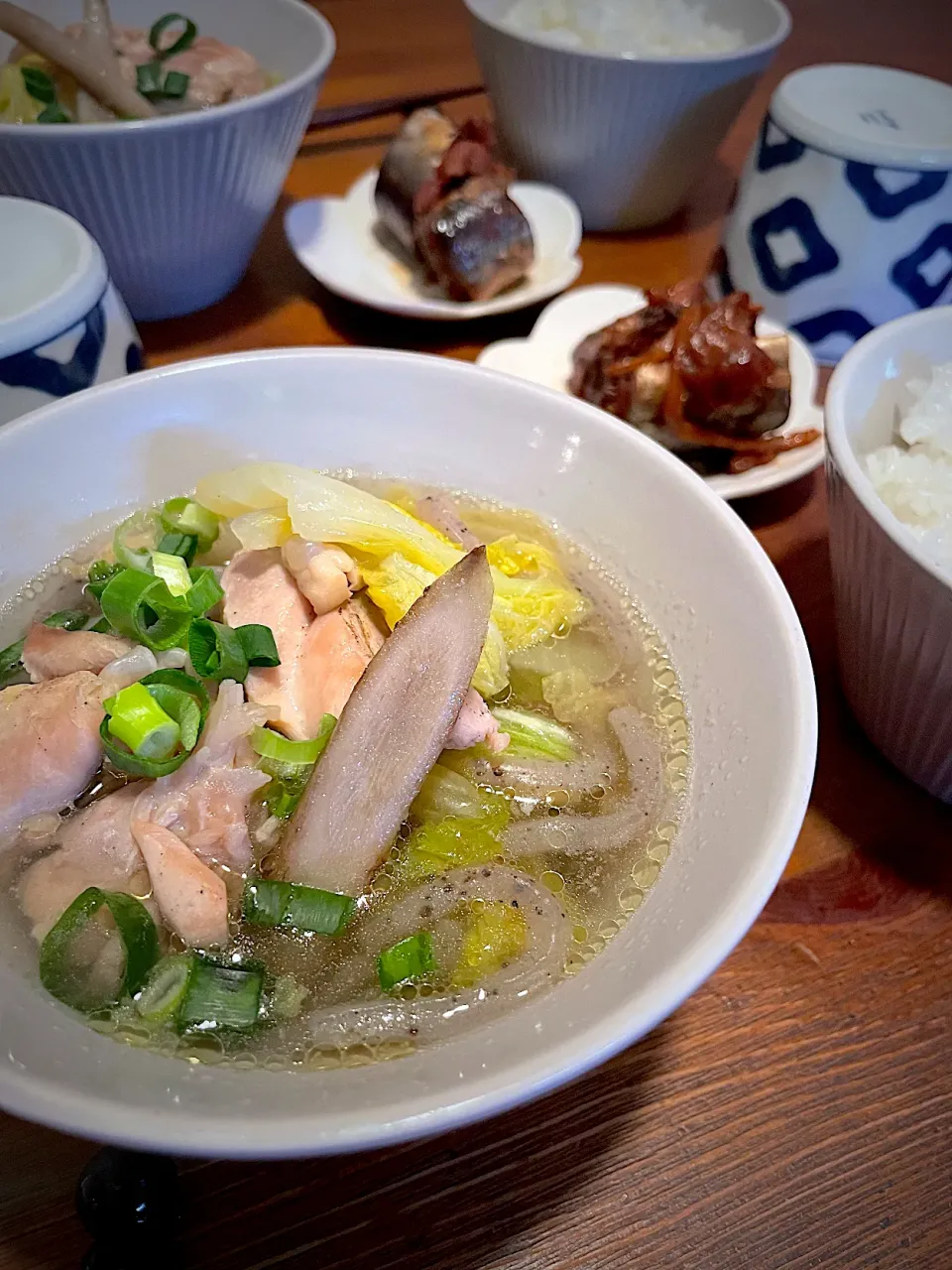 もも肉の旨塩スープと鰯の梅煮|ＭＡＲＵＥ家の食卓さん