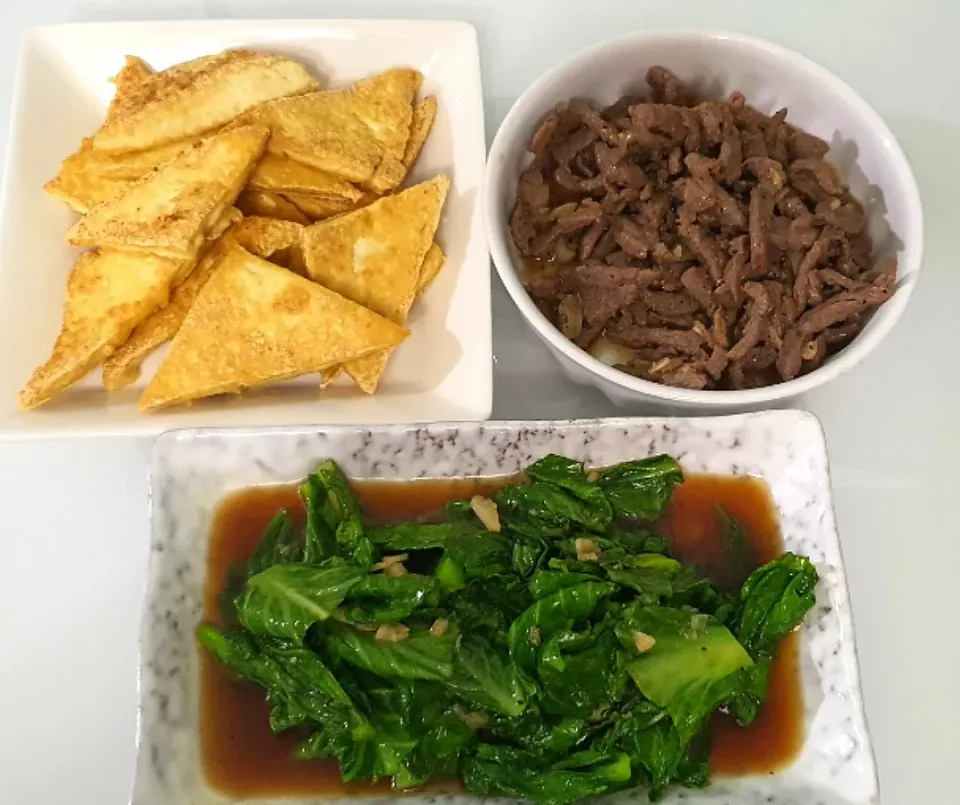 Fried Tofu 
Stir fry beef tender
Baby kailan 
29 Dec dinner with 🍚 💁‍♀️😋|🌷lynnlicious🌷さん