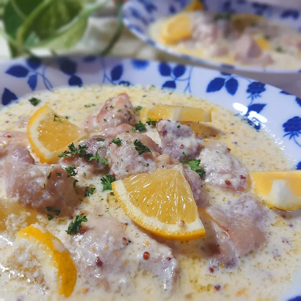 鶏肉のレモンクリームマスタード煮|ポトスさん