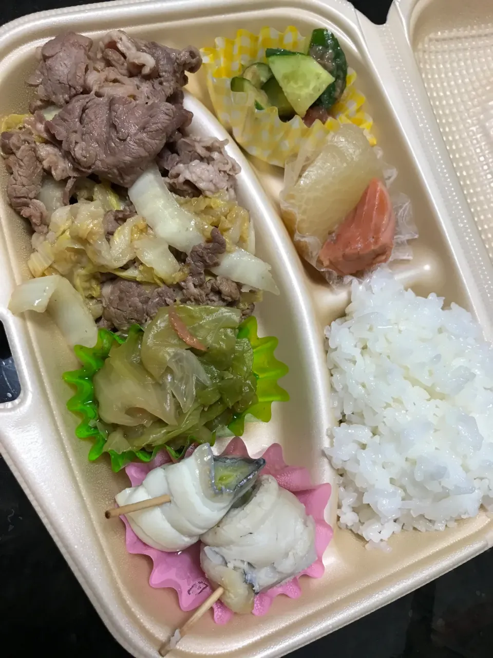 牛肉と白菜の塩炒めオフプレート弁当|saturnさん