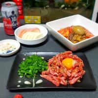 韓国風　黒毛和牛ユッケとビビン麺🇰🇷