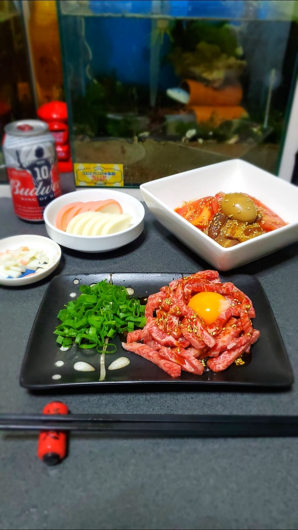 韓国風　黒毛和牛ユッケとビビン麺🇰🇷