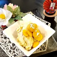 うちの栗きんとんはスイートポテトを作って栗を載っけてました。✨😊(笑)　余ったら普通に洋菓子として食べちゃいます❗|けいちゃんさん