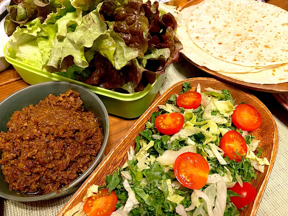 トルティーヤで戴きます🙏
野菜モリモリ🥗ドライキーマカレー🍛|Hiropanさん