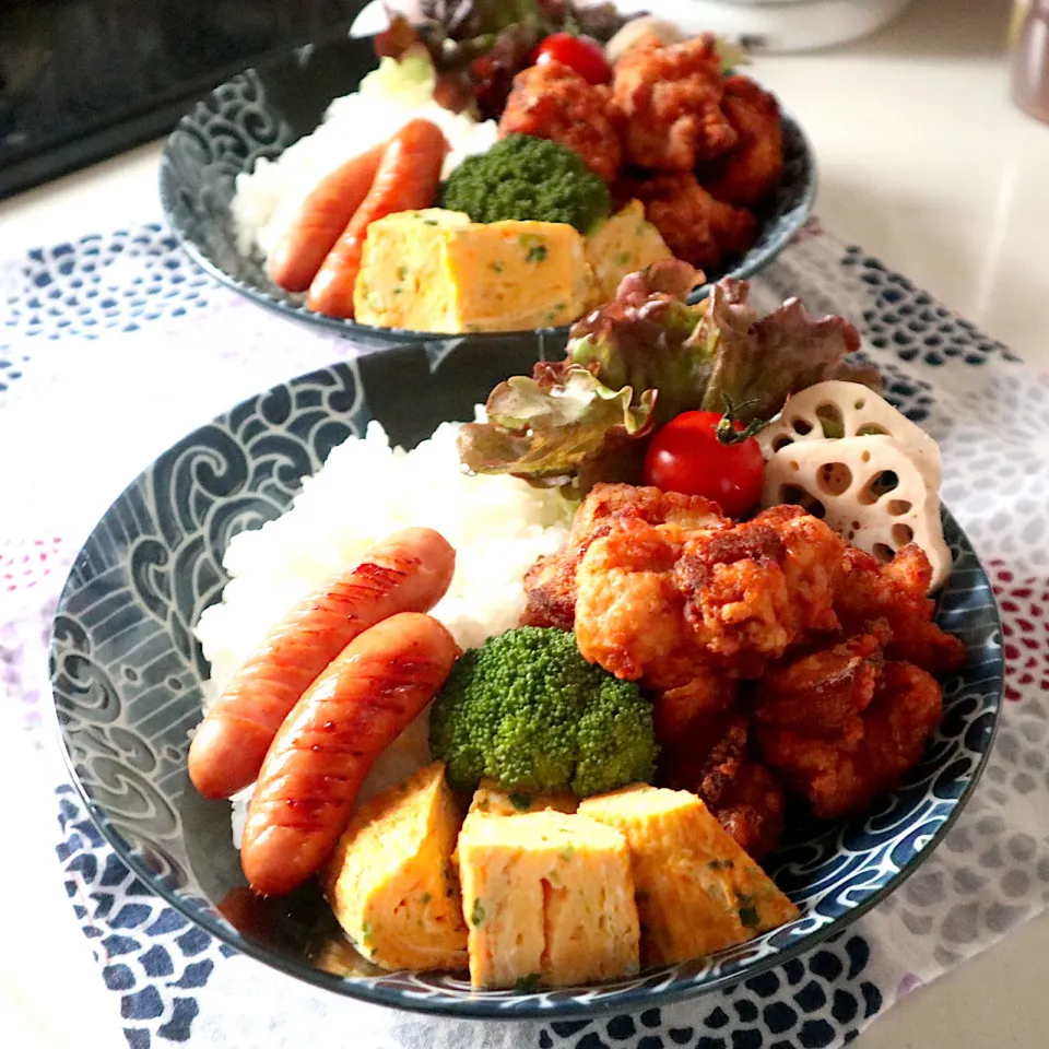 高校生男子＆中学生男子置きランチ🍱唐揚げ|なかじー。さん