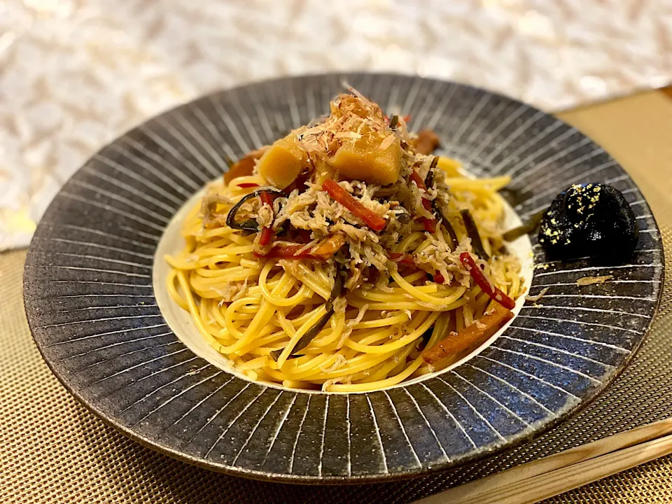 お節料理リメイク☆パスタ☺︎|まめすけ。さん