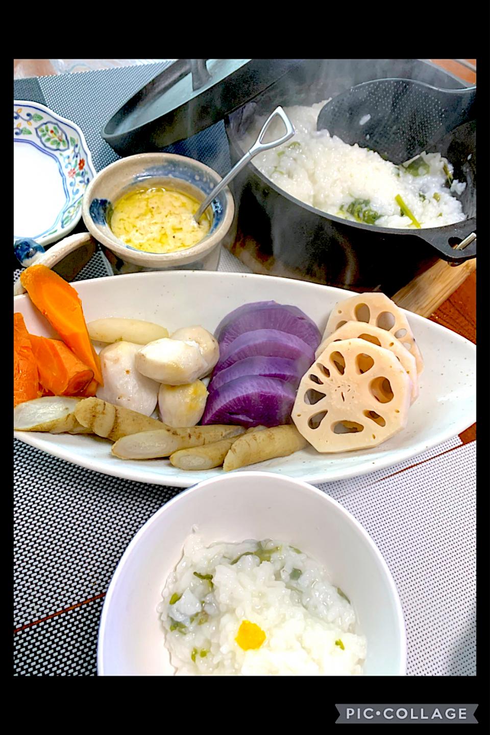 無病息災七草粥と温野菜
