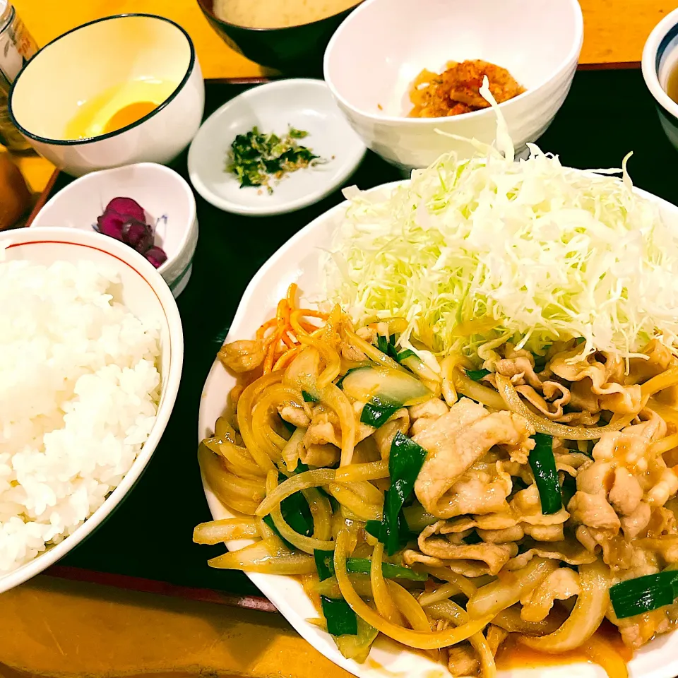 豚生姜焼き定食＋奥慈卵@のみた家三平(月島)|塩豚骨さん