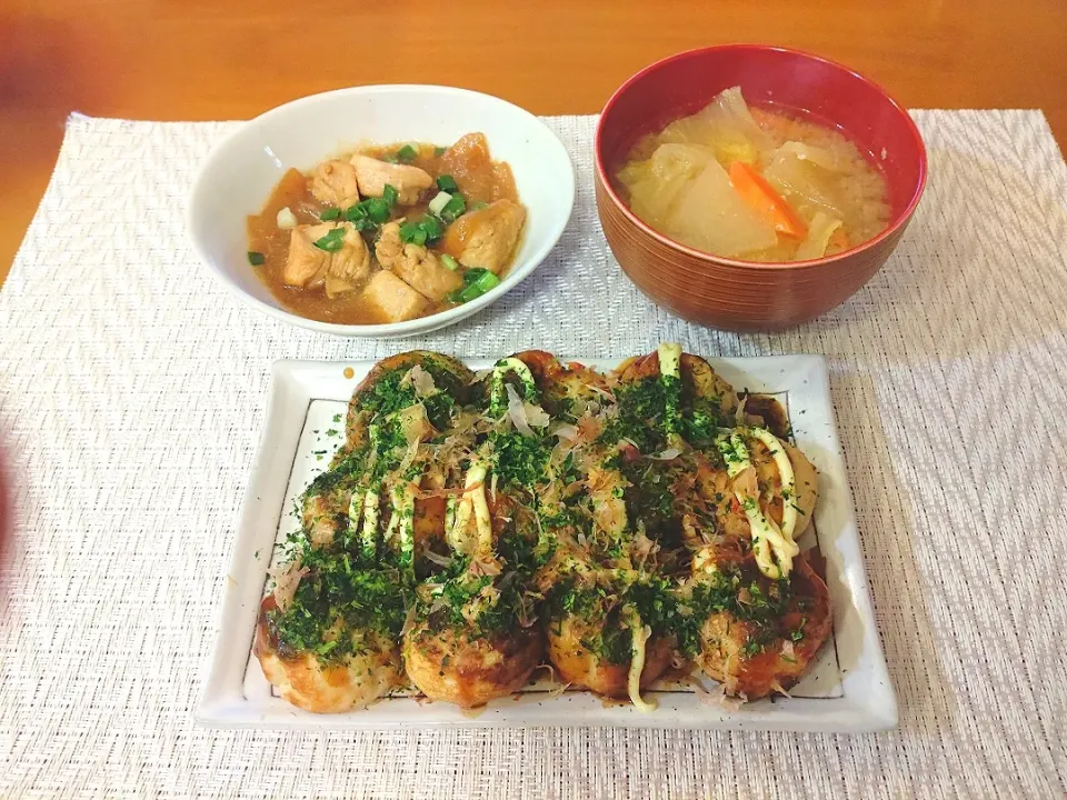 ☆鶏肉と大根の照り煮
☆たこ焼き
☆みそ汁|chikakoさん