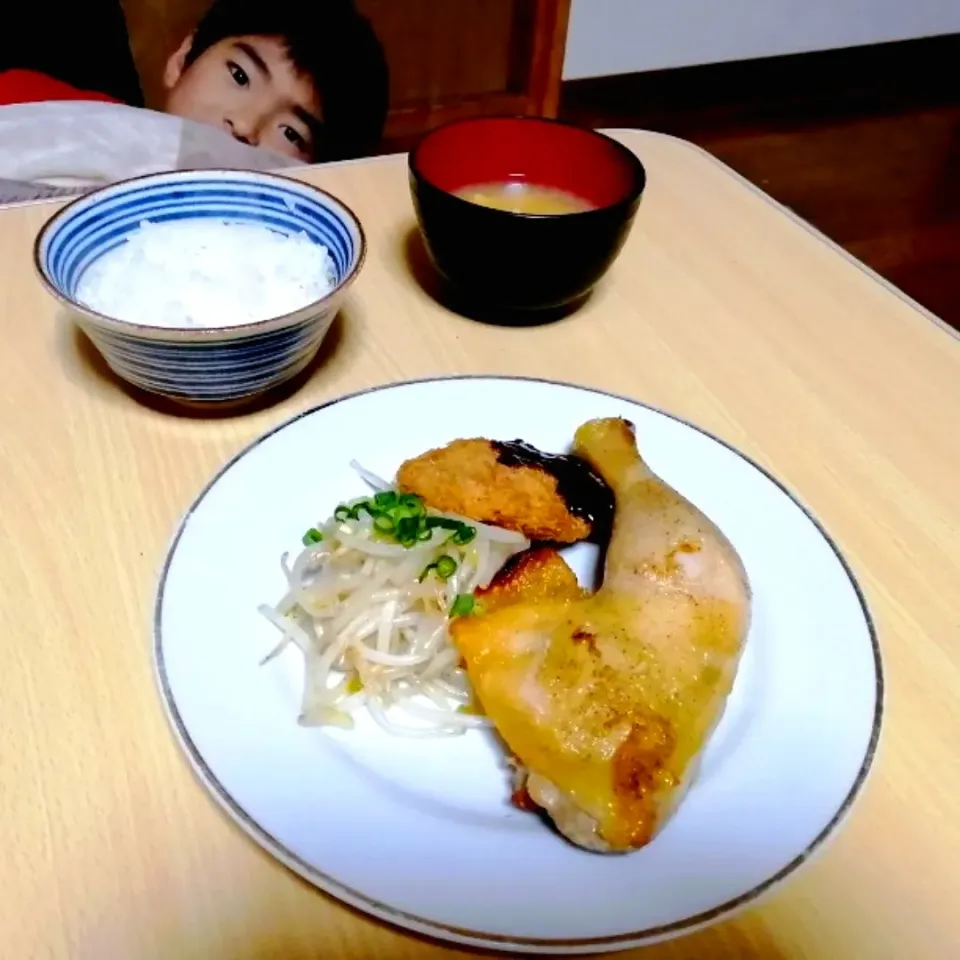 ローストチキンとヒレカツの盛り合わせ定食。|ariyo4200さん