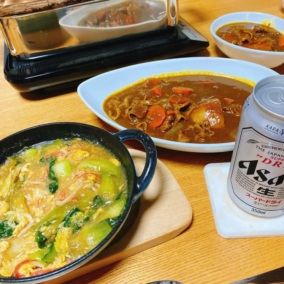 カレー🍛
青梗菜とカニカマの卵とじ|naoさん