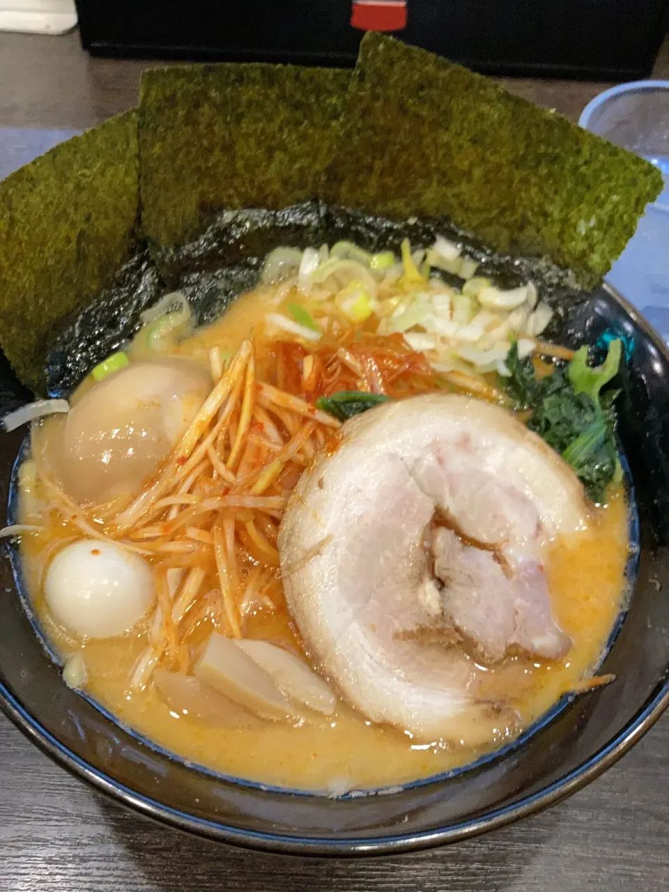 Snapdishの料理写真:定番豚骨醤油 辛ネギ味玉|rockiさん