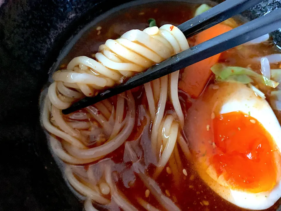 Snapdishの料理写真:牛すじ煮込辛味噌つけ麺|半田手延べそうめんの店 阿波や壱兆さん