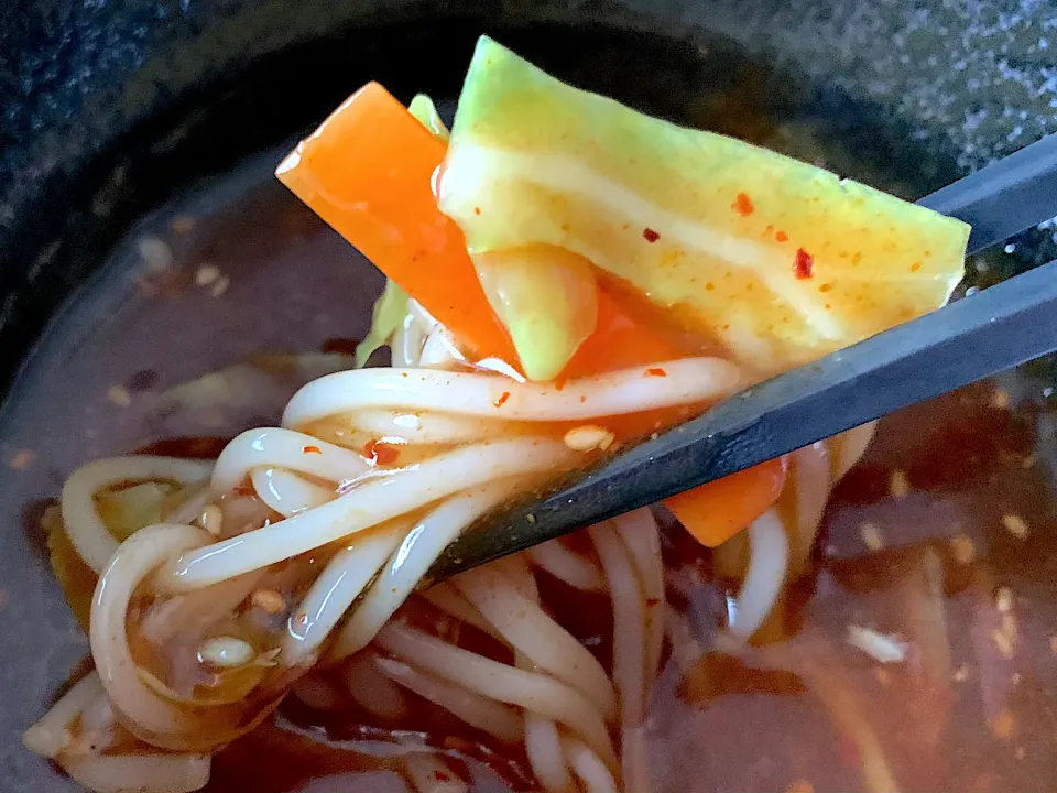 Snapdishの料理写真:牛すじ煮込辛味噌つけ麺|半田手延べそうめんの店 阿波や壱兆さん