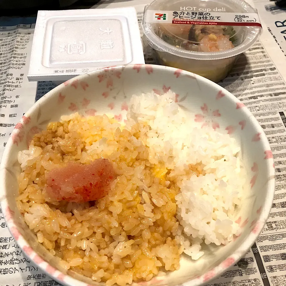 明太子、卵、納豆ご飯🍚😋|すかラインさん