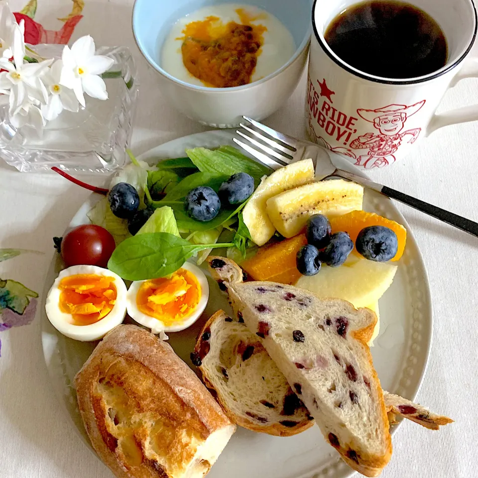 Snapdishの料理写真:🌼花とモーニングプレート🌼|あっちゃんさん